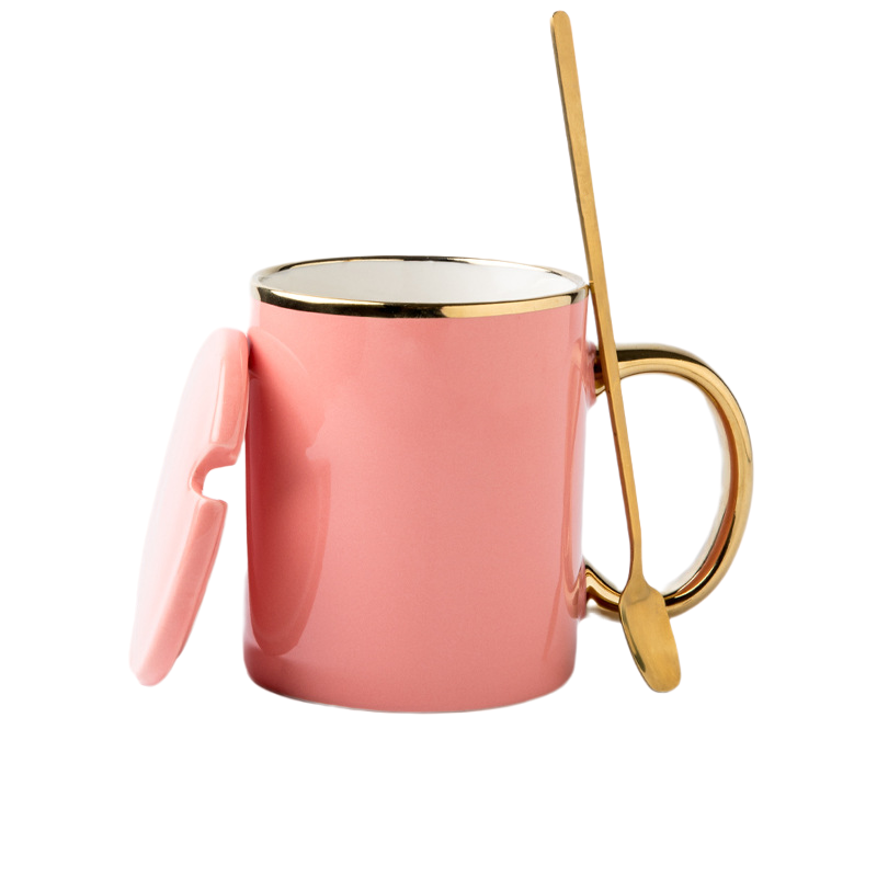 12 oz. Advertising Ceramic Coffee Mugs with Lid and Spoon 5