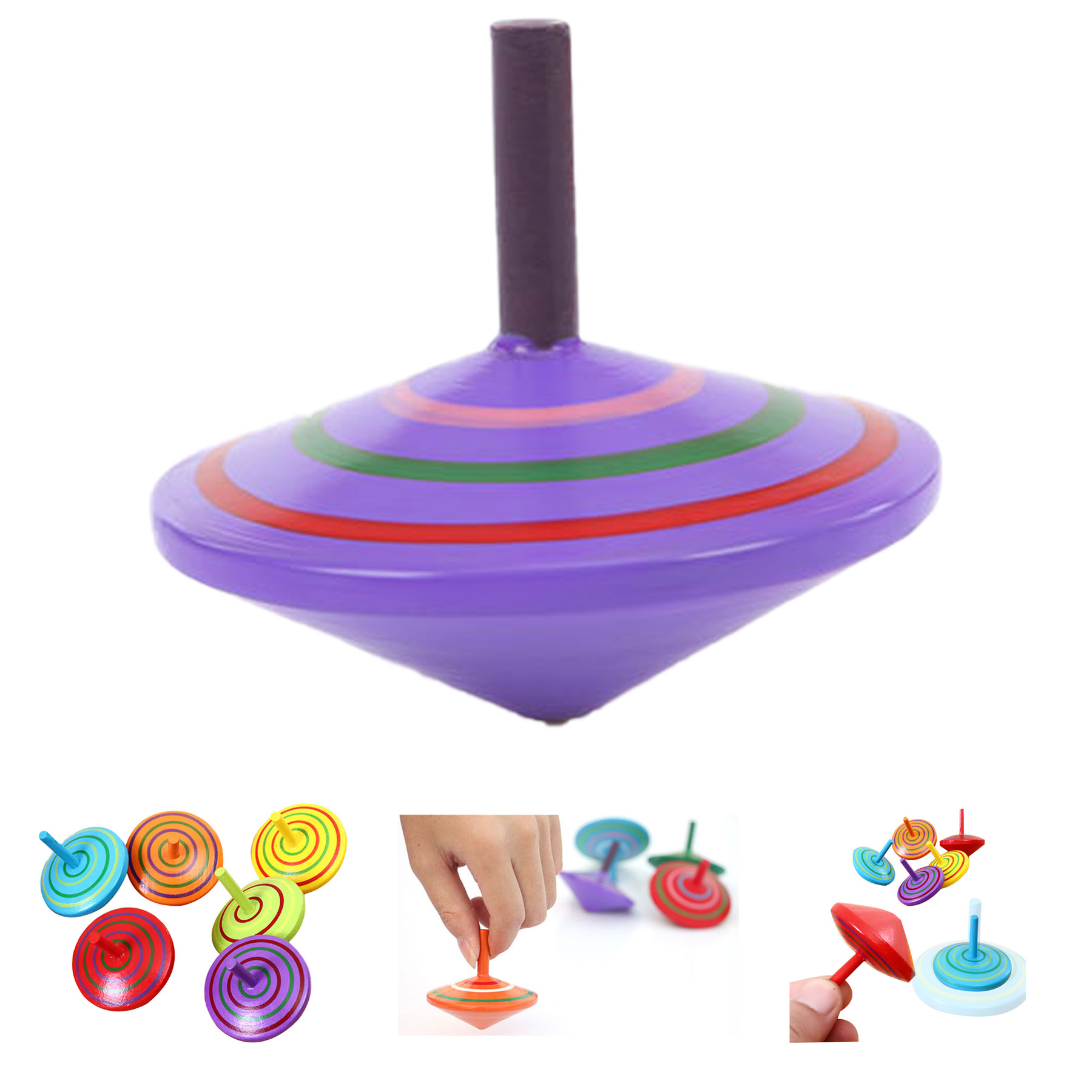 Colorful Painted Wood Spinning Tops 2