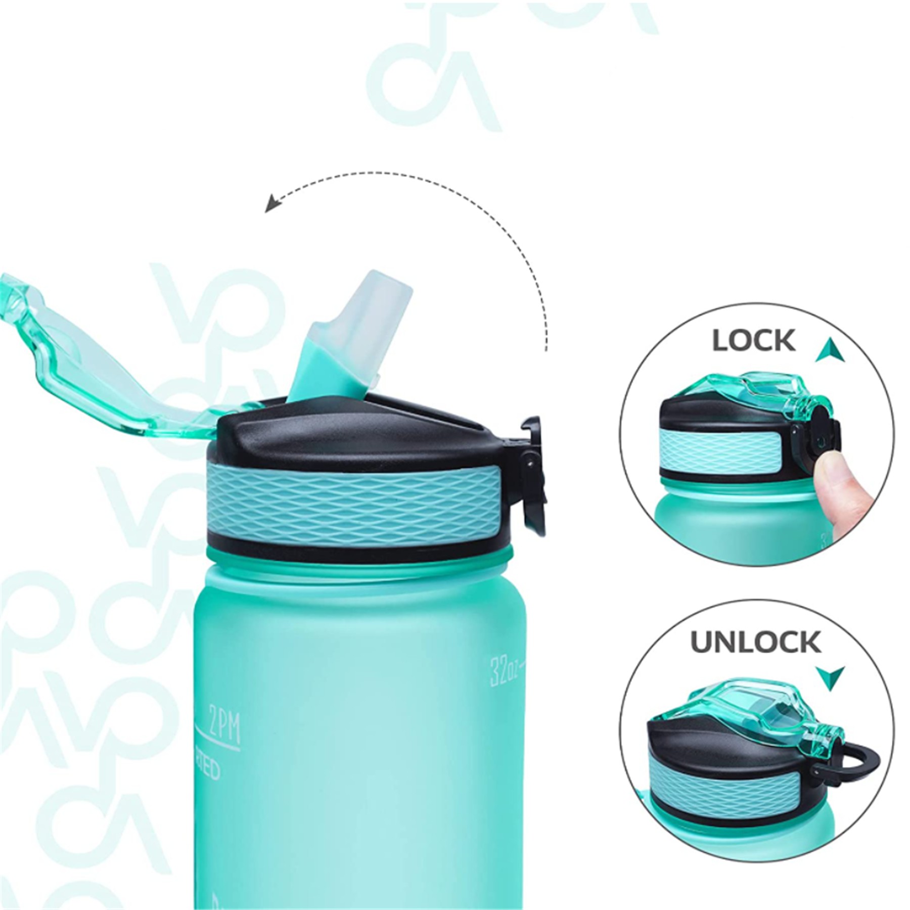 32Oz Sports Water Bottle With Time Marker With Straw 3