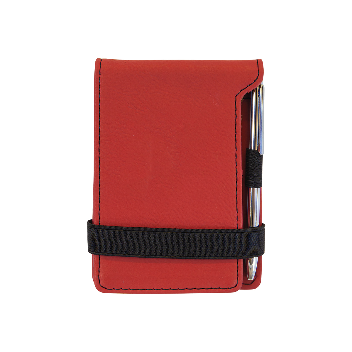 Red Leatherette Mini Notepad with Pen 3