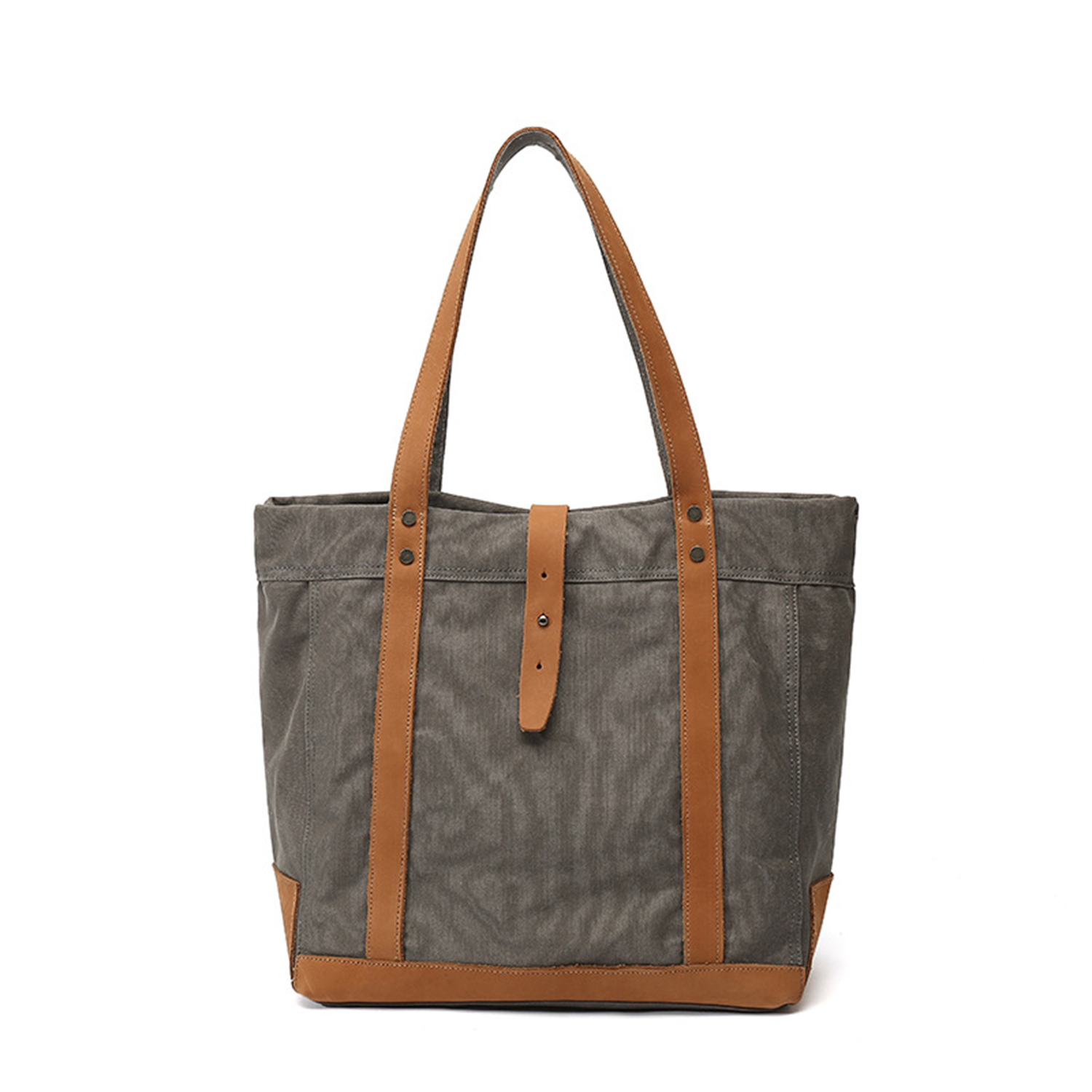 Leather Handle Handbag Waterproof Canvas Bag 3