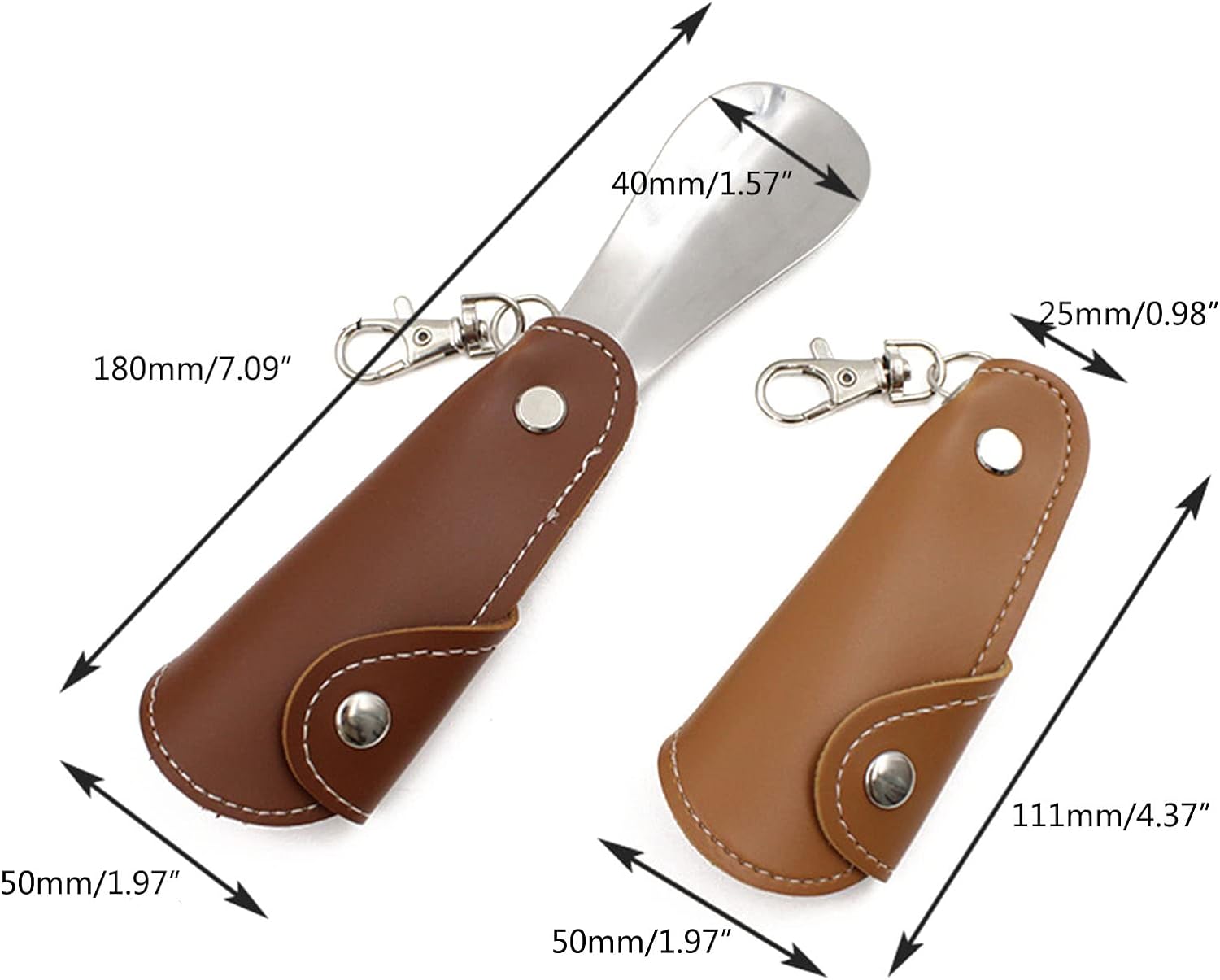 Metal Leather Shoehorn Keychain 2