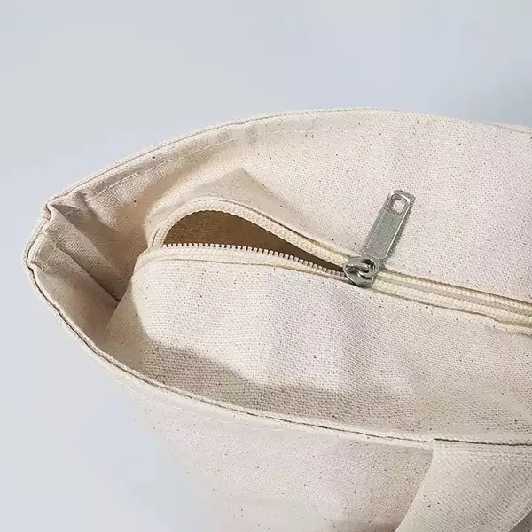 Extra large Zip-top Canvas Boat Tote With Pocket 3