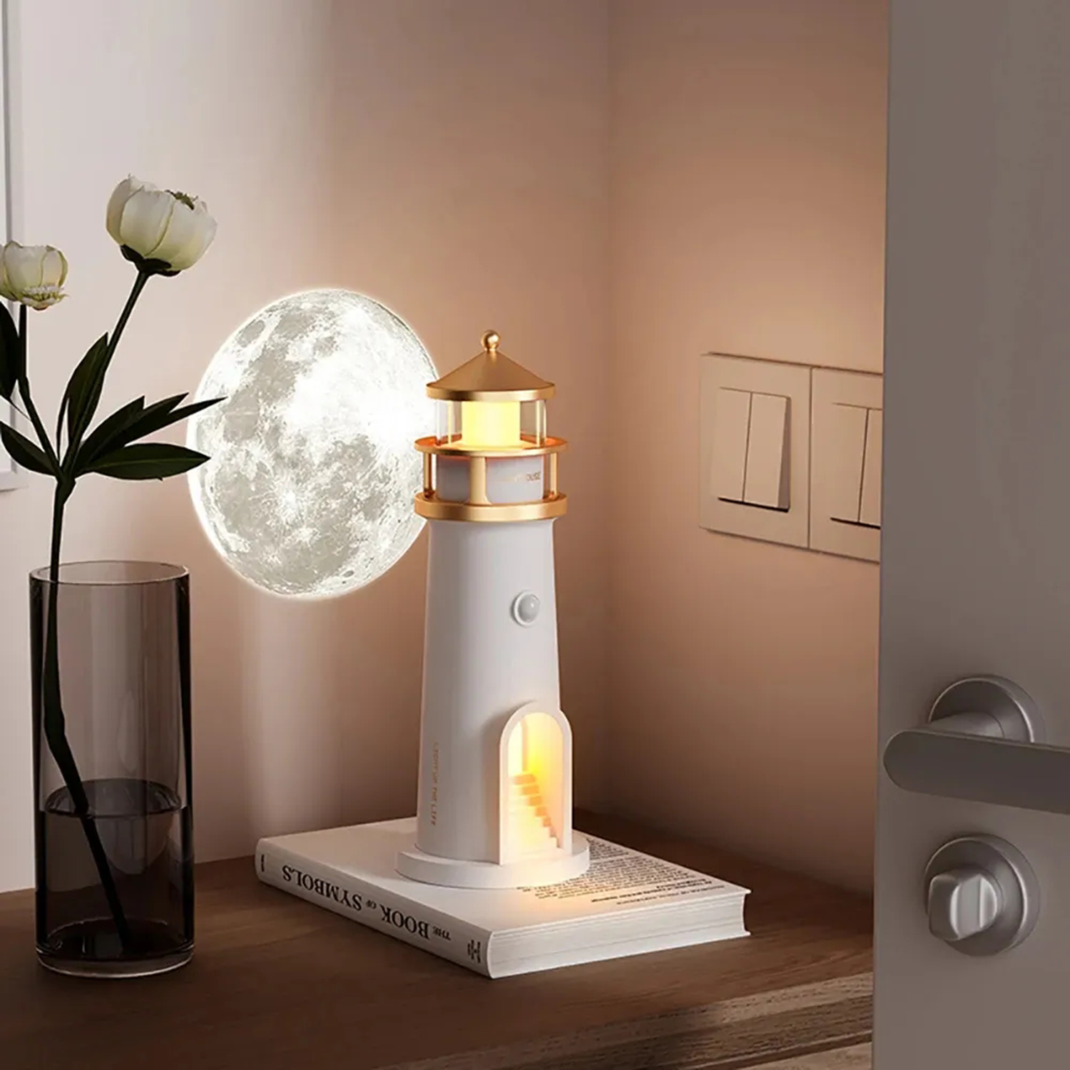 Lighthouse Bluetooth Speaker Moon Lamp Projector Night Light 4