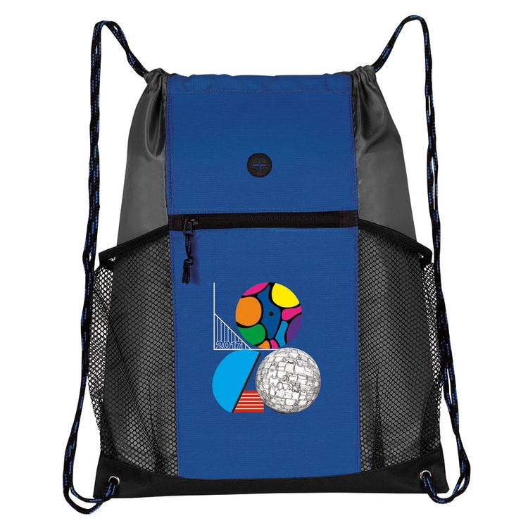 Two-Tone Multi-Pockets Drawstring Pack 1