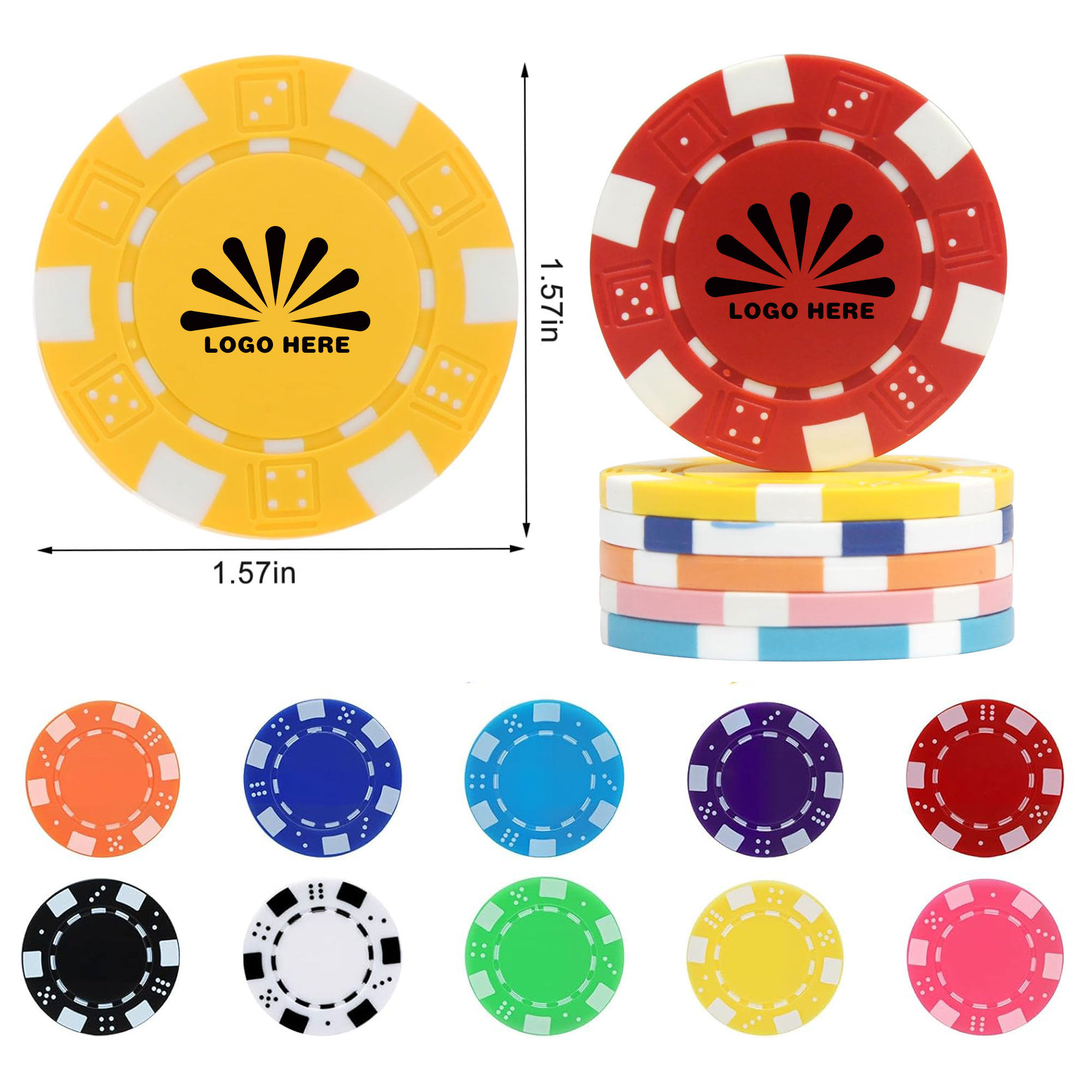 Clay Composite Dice Striped Casino Poker Chips 2