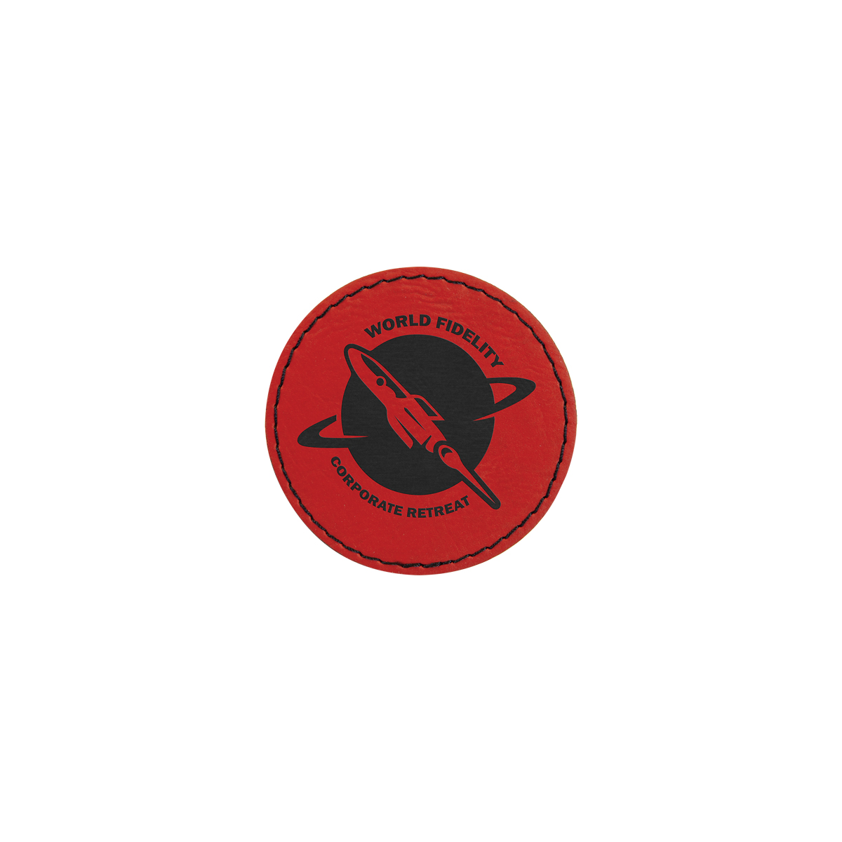 2" Red Leatherette Round Patch with Adhesive