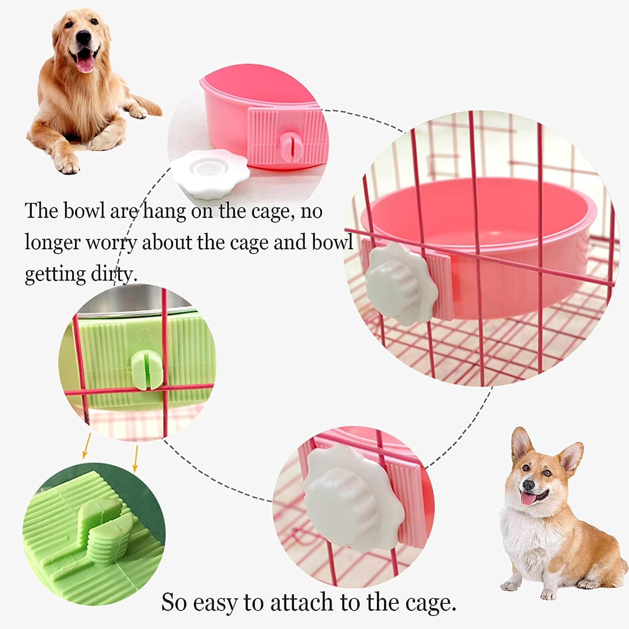 Removable Stainless Steel Hanging Pet Cage Bowl 2