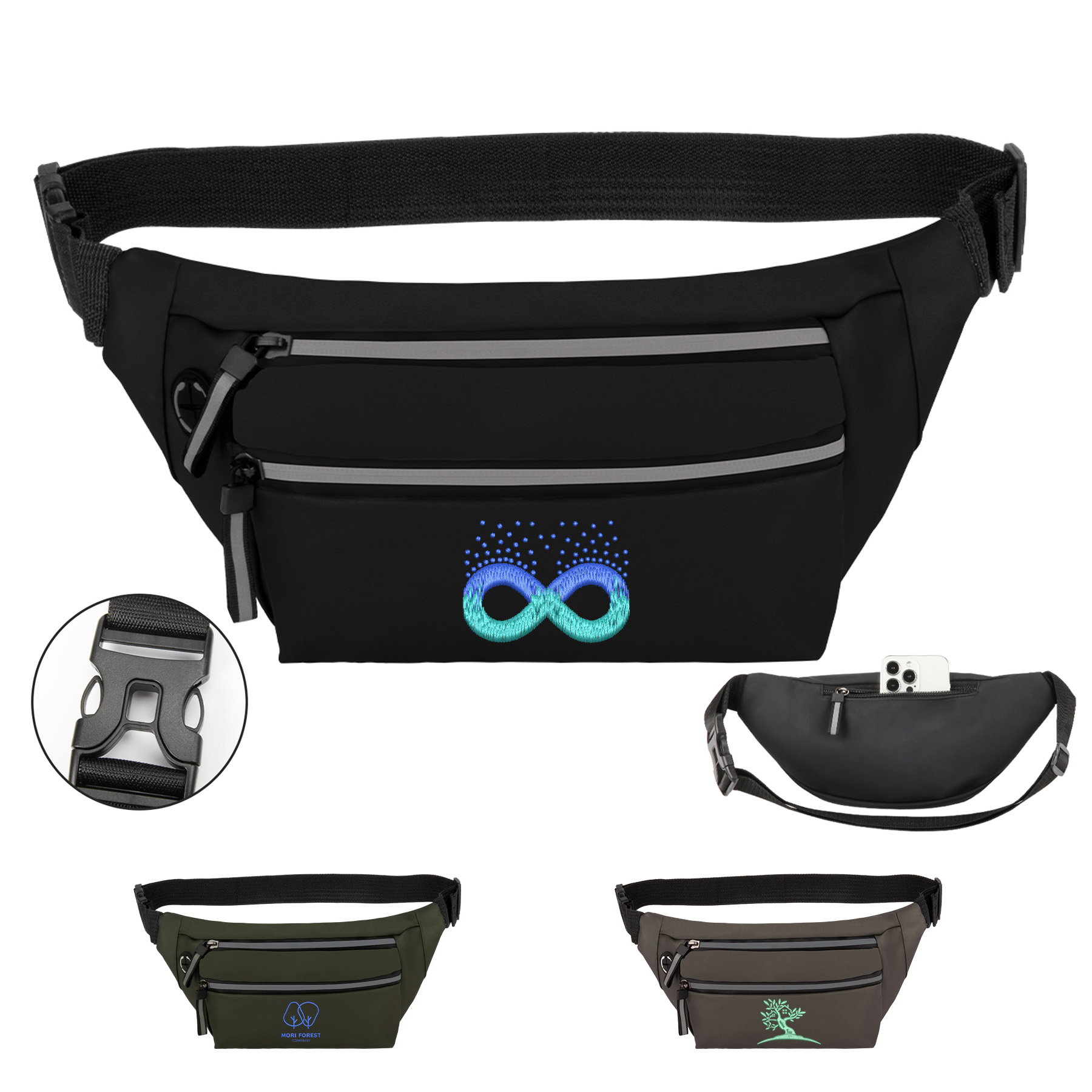Waterproof PU 3-Zippered Fanny Pack 1