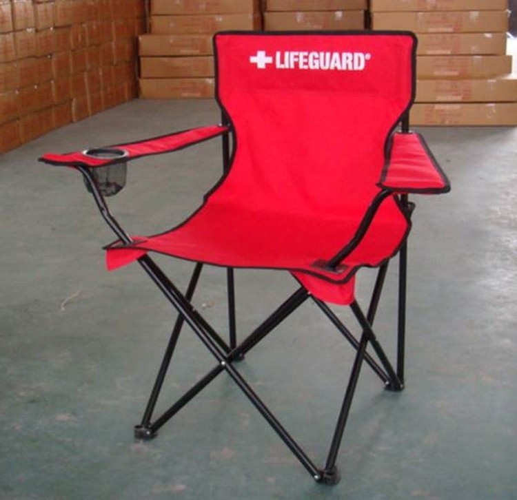 600D Fabric Outdoor Backrest Beach Chairs with Armrest and Mug Holder 2
