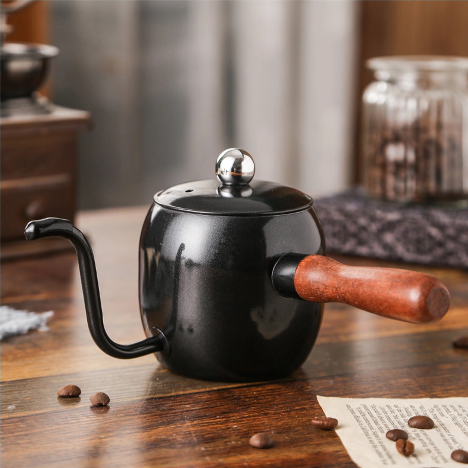 Wooden Handle Coffee Pot 3