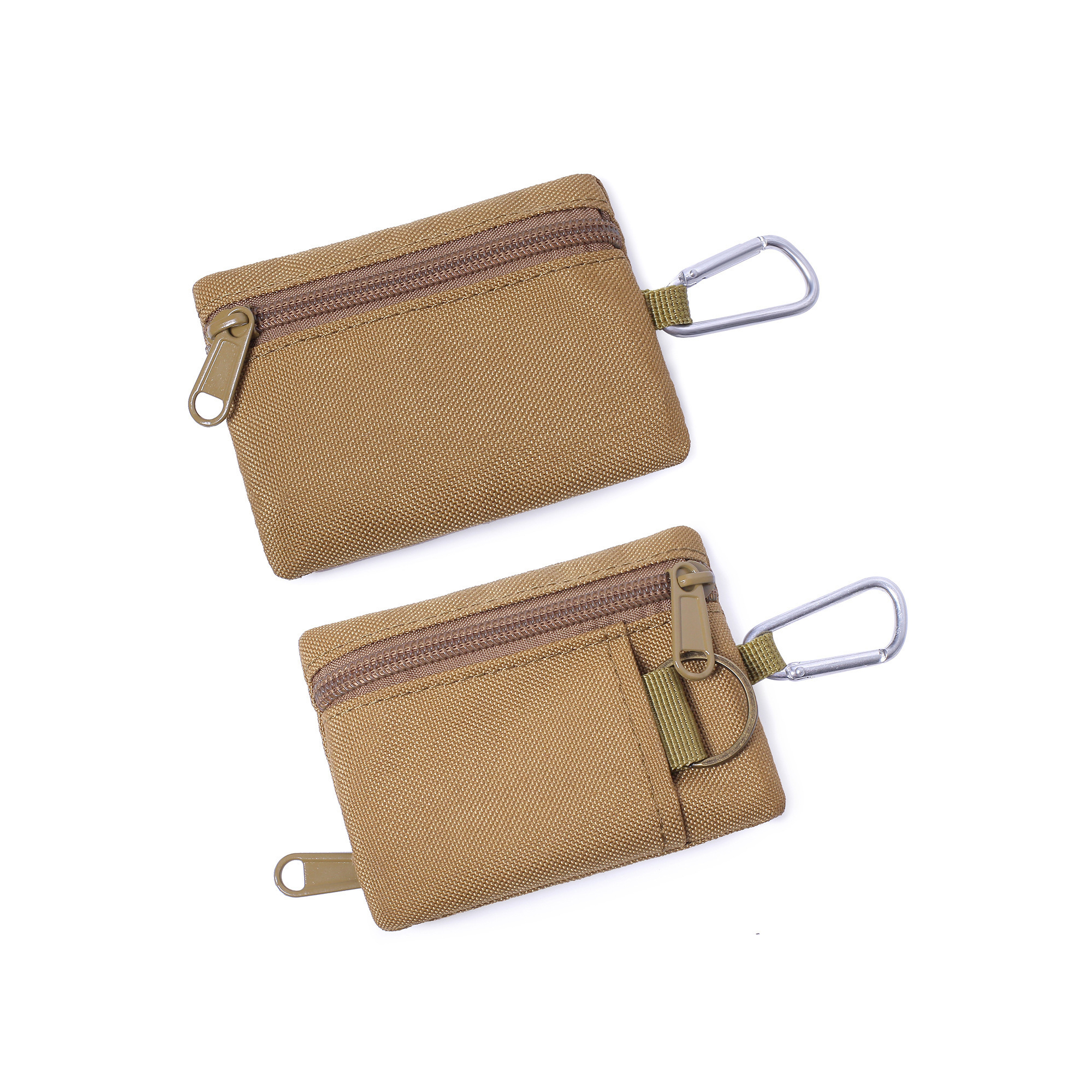 Polyester Zipper Coin Purse With Carabiner Clip Pocket Case 3