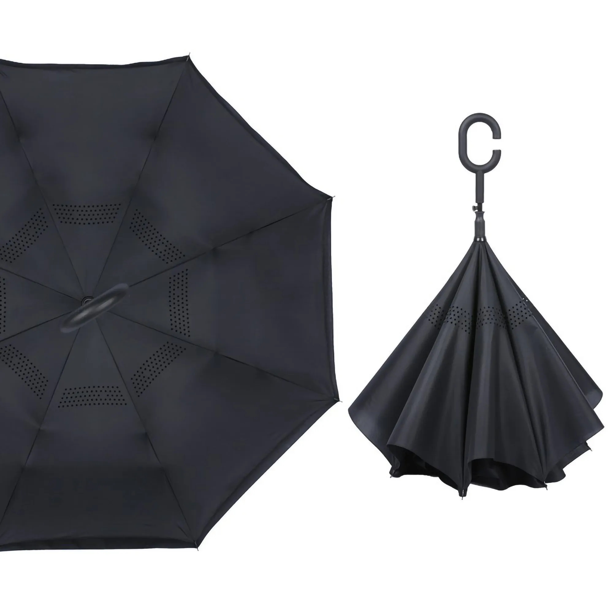 Double Layer C Handle Inverted Reverse Folding Umbrella 2