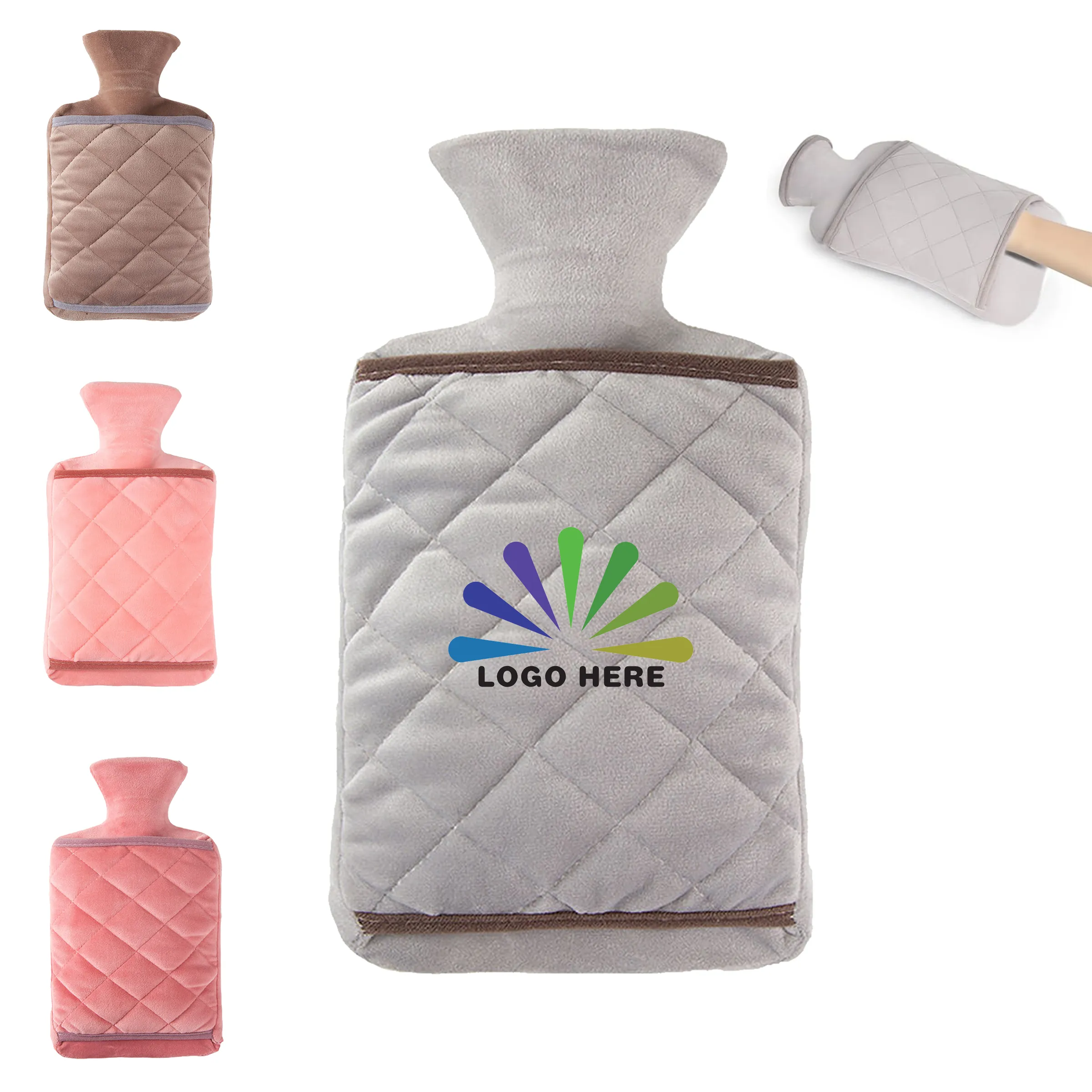 2.0L PVC Hot Water Bottle with Hand Pocket Cover 1