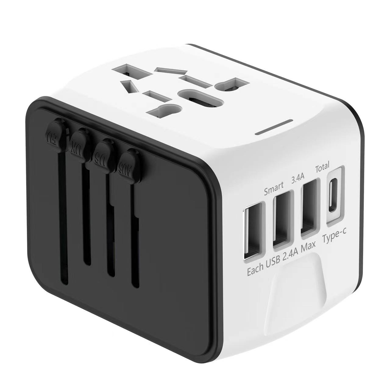 Plastic Universal Travel Adapter With Usb/Type-C 3