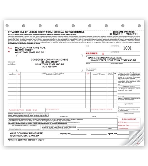 Bills Of Lading, Small, Carbonless 1