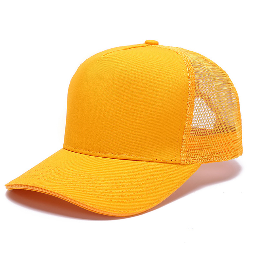 Stock Solid Color Cotton 5-Panel Trucker Cap 2