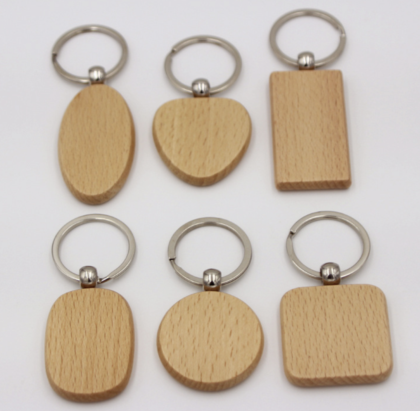 Double-sided logo wood keychain 1
