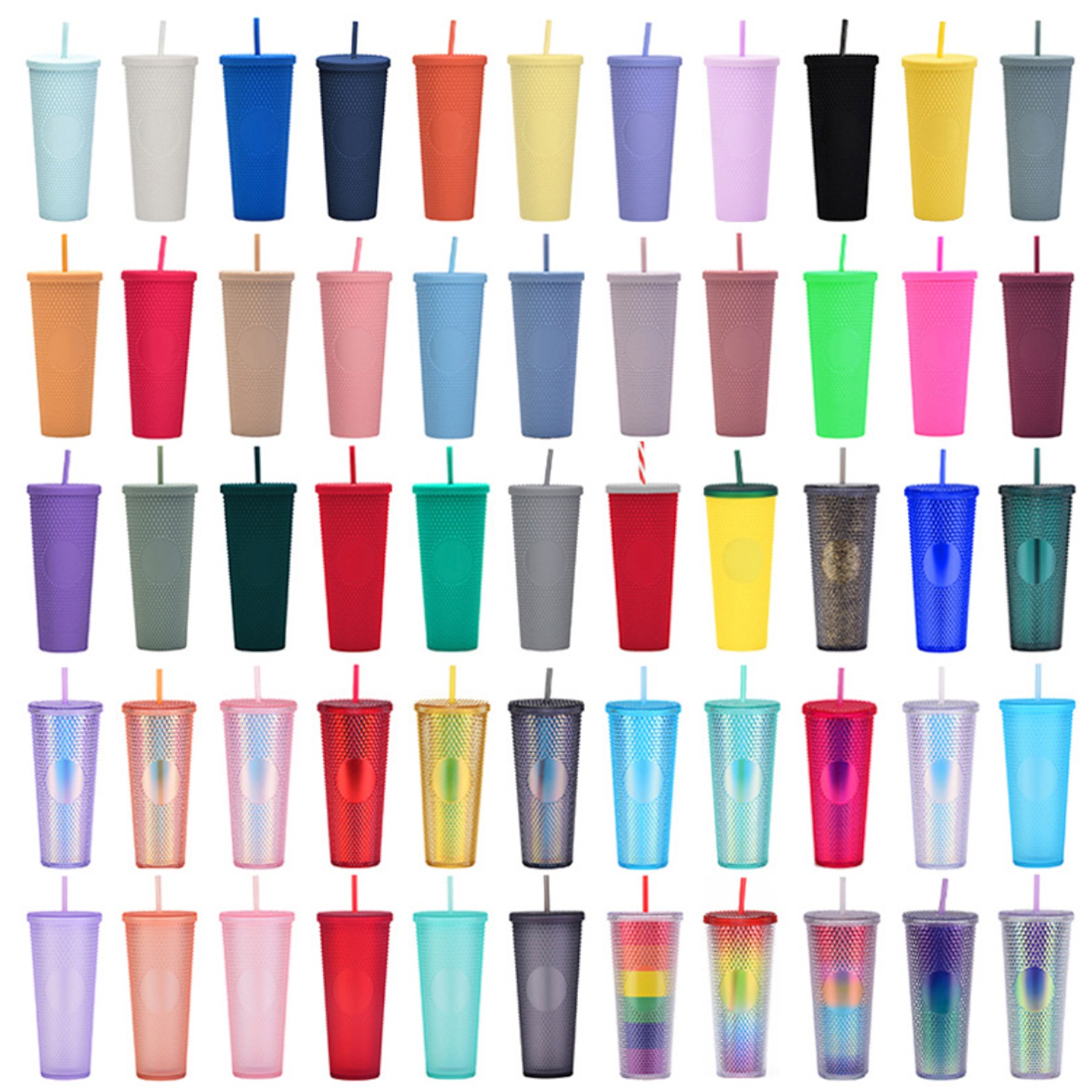 24 Oz Studded Tumbler Plastic Straw Cup 2
