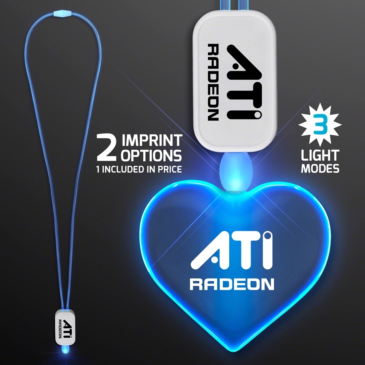 LED Neon Lanyards with Acrylic Heart Pendant 2