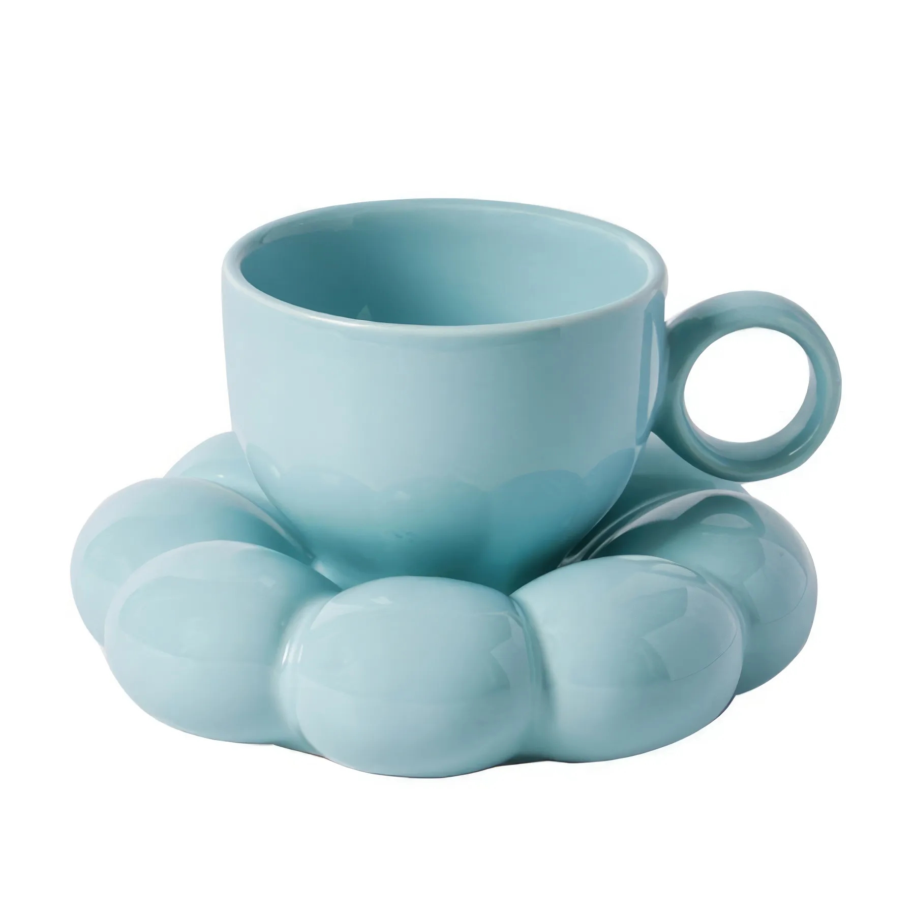 6.7 OZ. Ceramic Tea Cup Coffee Mug with Saucer Set 3