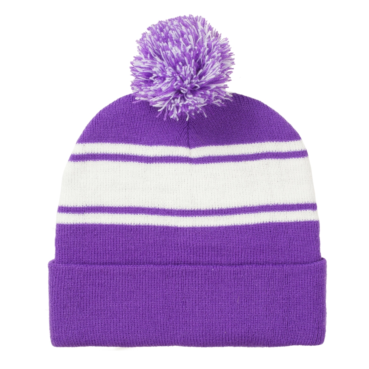 Two-Tone Knit Pom Beanie With Cuff 4