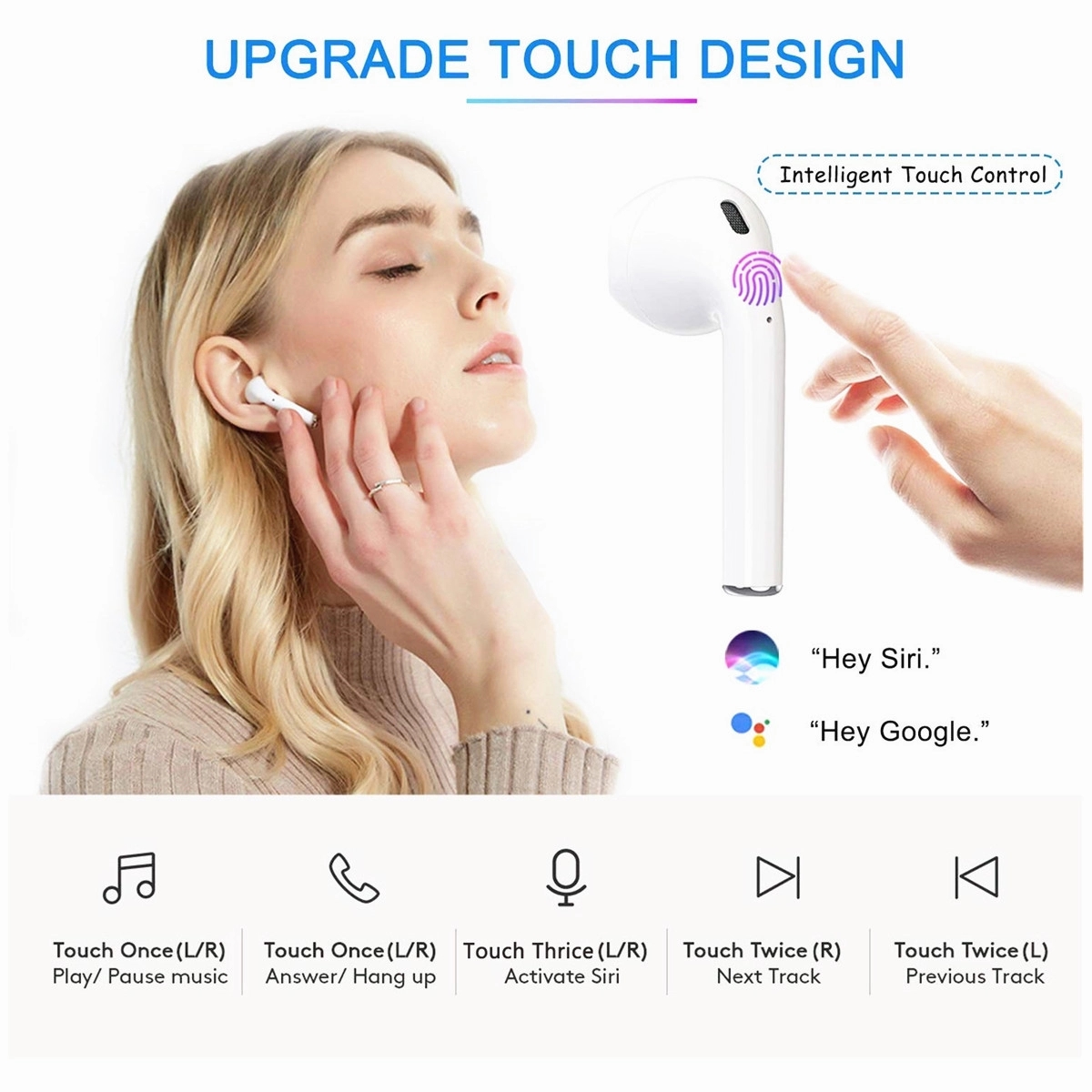 i12 TWS Bluetooth Earbuds Touch 9
