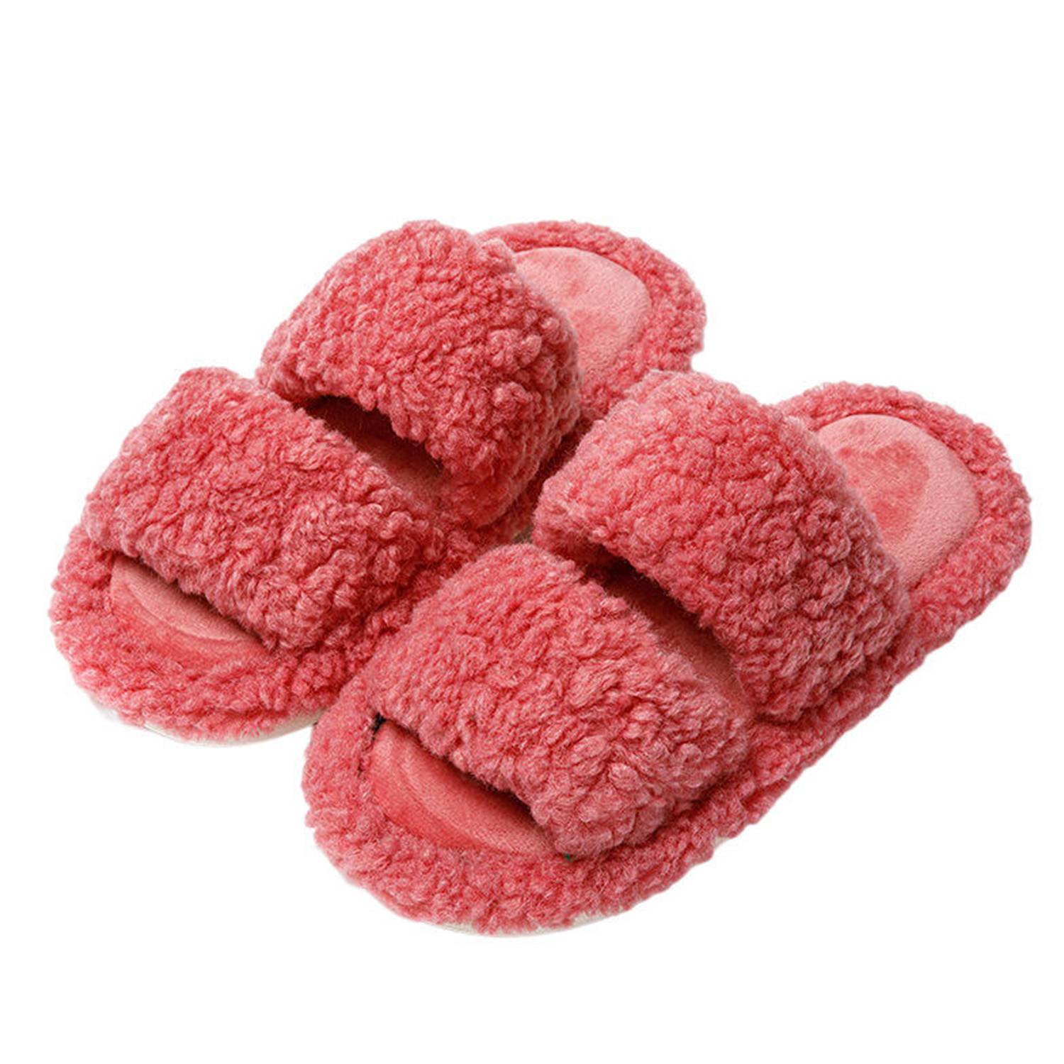 Womens Open Toe Fluffy House Slippers 4