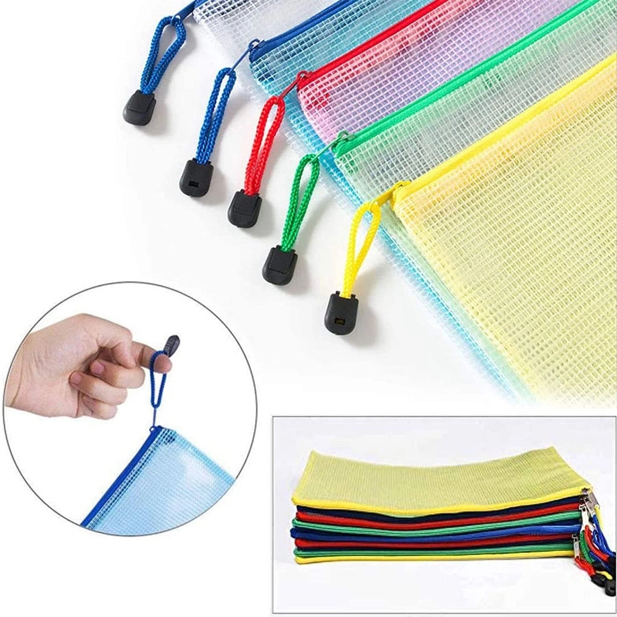 Waterproof Plastic Mesh Zipper Document Envelopes Folder 5
