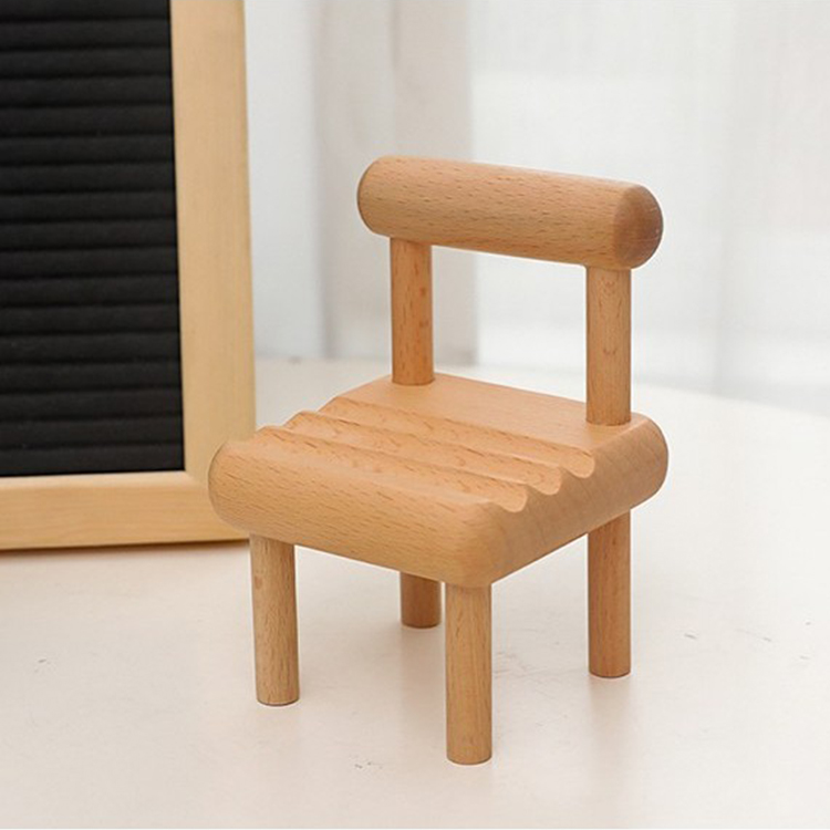Creative Wooden Chair Cell Phone Stand 3