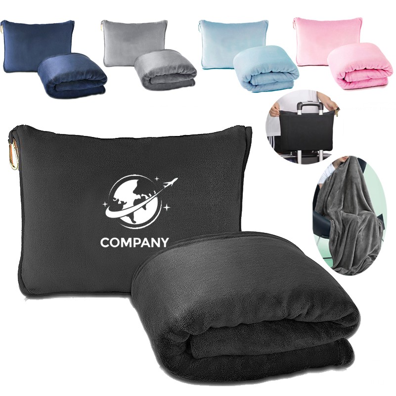 Packable Multifunctional 2-in-1 Travel Airplane Flannel Blanket 2