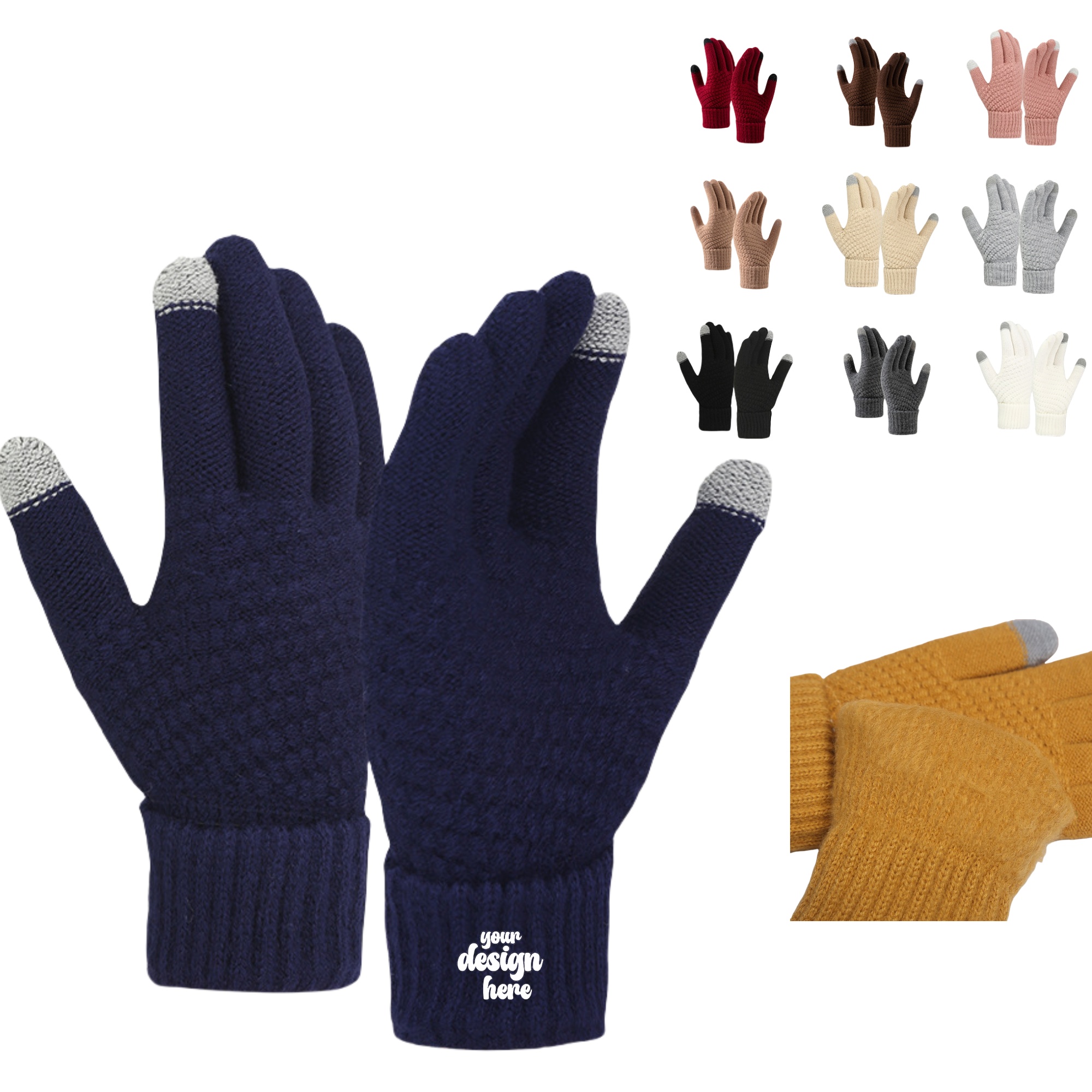 Winter Touchscreen Gloves Cable Knit Warm 7