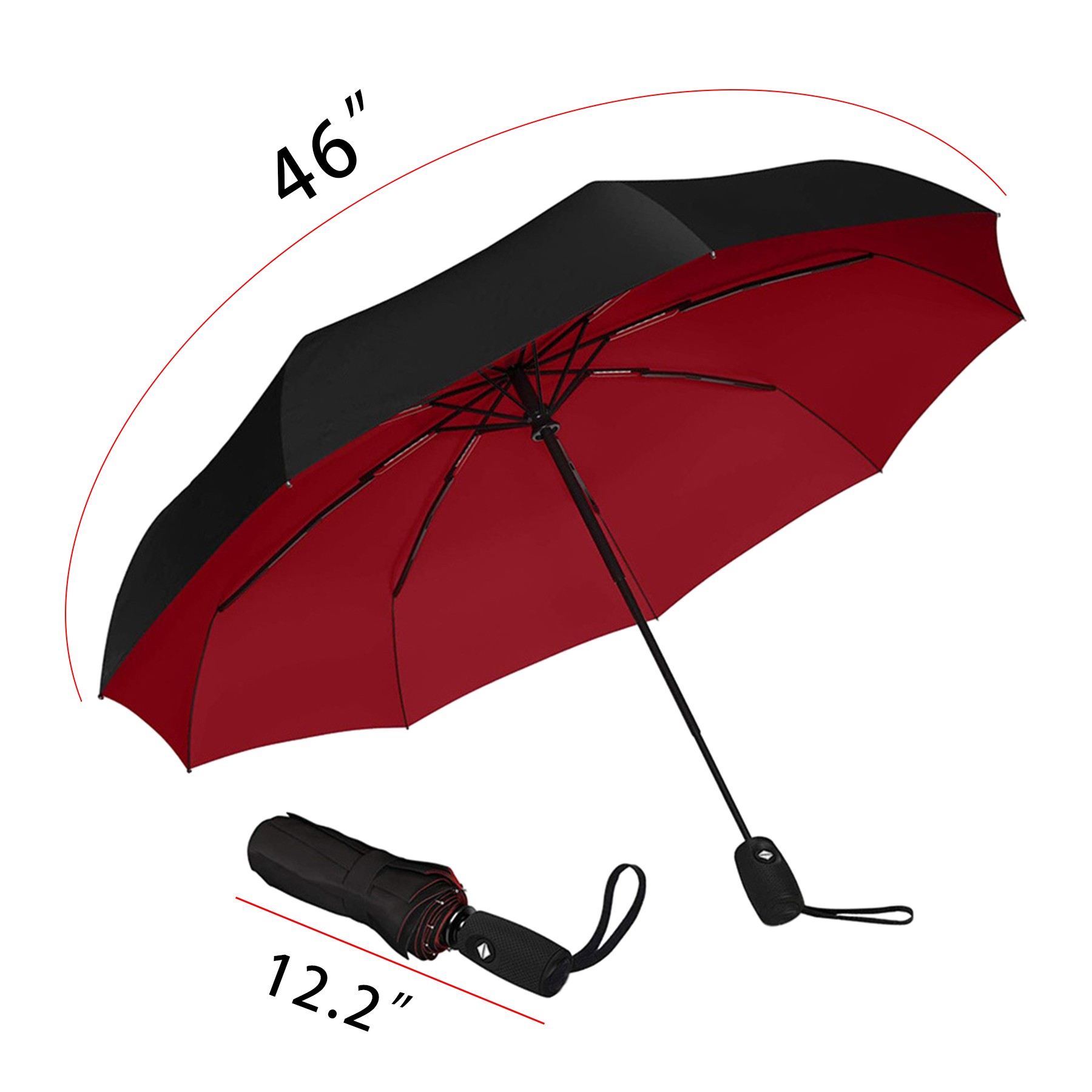 46 Inch Arc Foldable Umbrella With Double Canopy 3