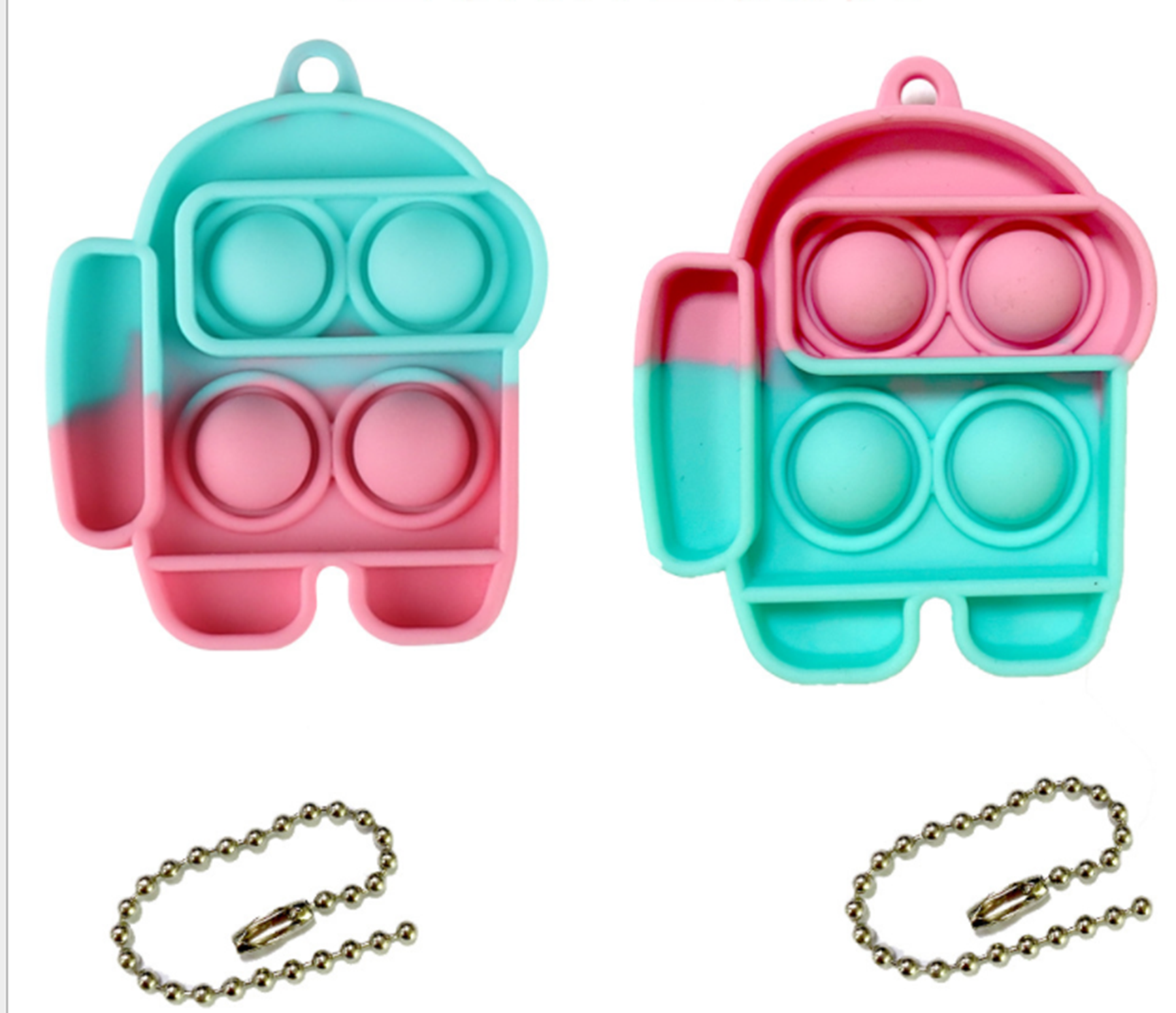Spaceman Shape Push Pop Bubble Fidget Toy Keychain 10