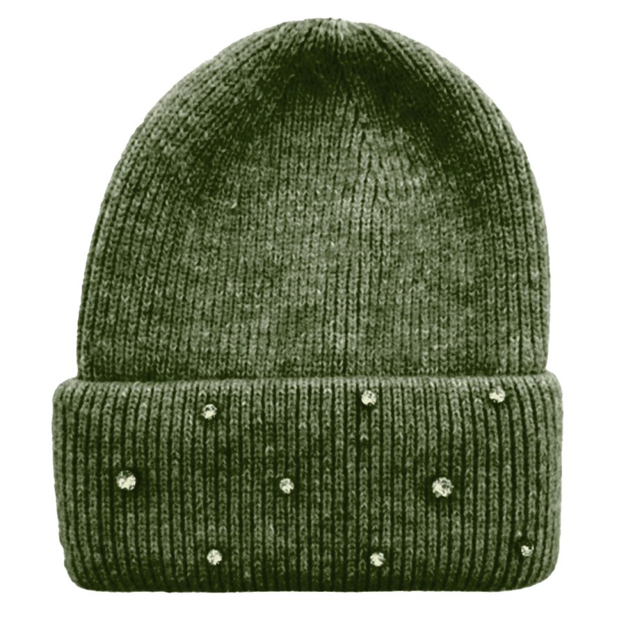 Custom Circular Knit Stretch Acrylic Cuffed Beanie w/ Stones 7