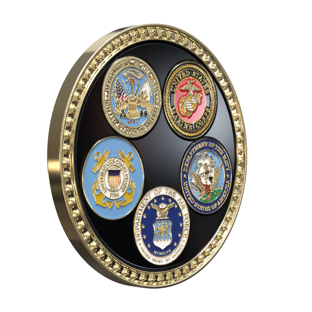 Texture Tone™ Military Coin (All 5 Branches 2") 1
