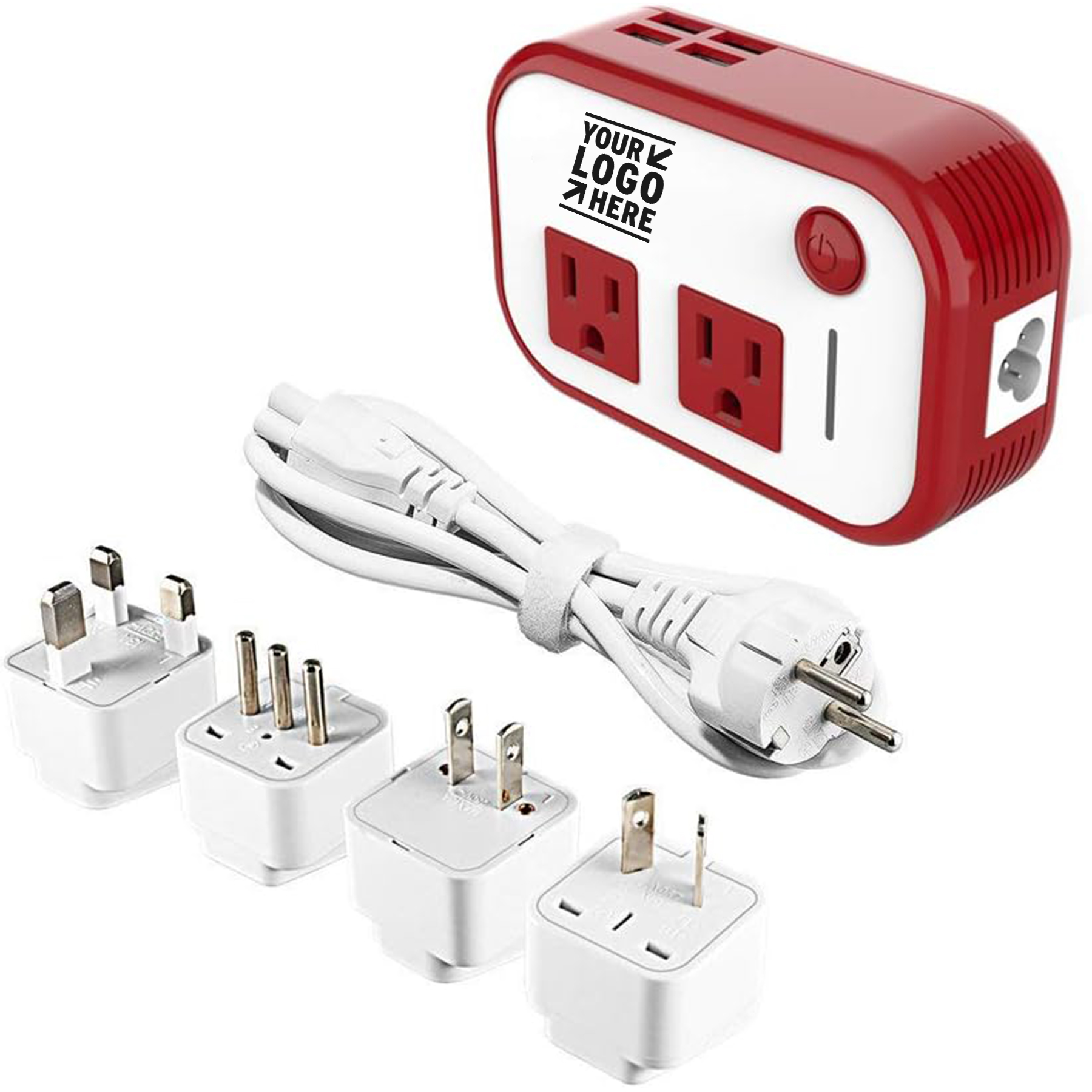 International Step Down 220V to 110V Voltage Converter with 4-Port USB Power Travel Adapter 1
