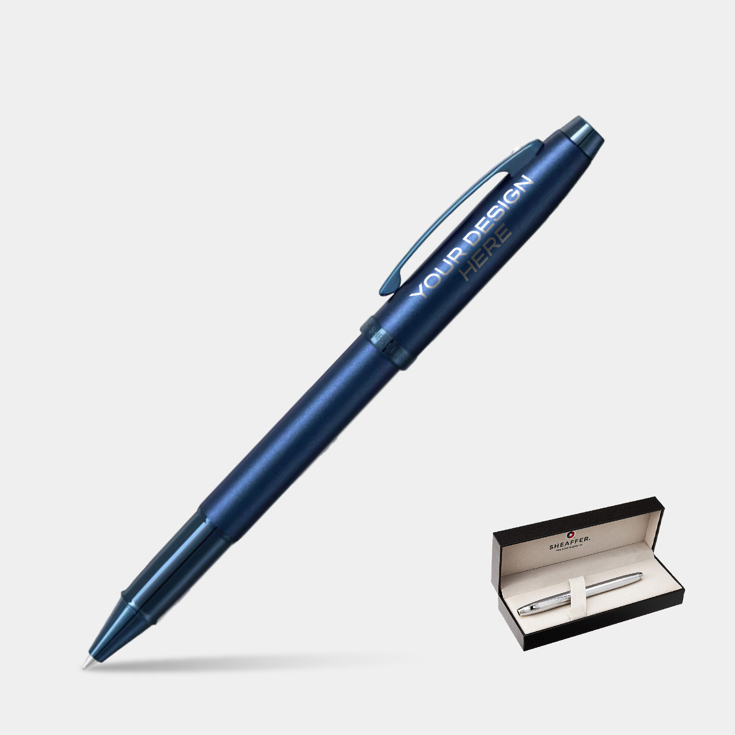 SHEAFFER® 100 9371 Satin Blue Trim Executive Rollerball Pen w/ Gift Box 3