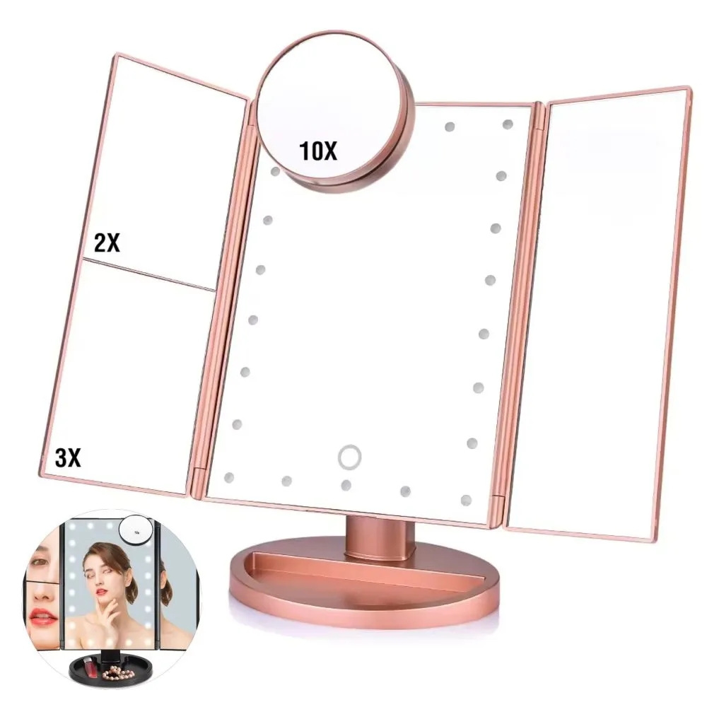 21 LED Tri-Fold Magnifying Makeup Mirror 8
