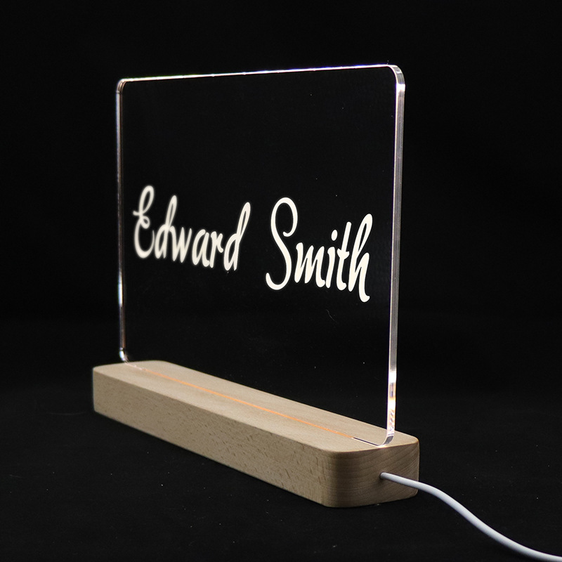 Unique Custom Shaped LED Light With Wooden Base Personalization Optional 2