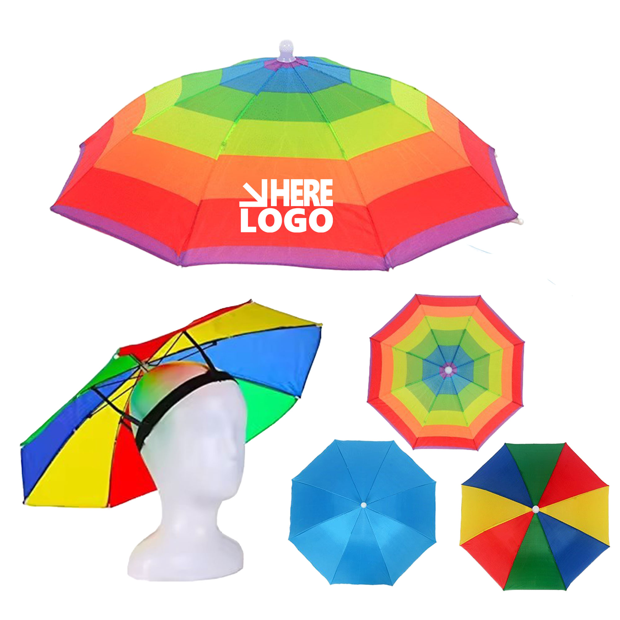 MOQ 50 Umbrella Hat 20.5" Rainbow 3