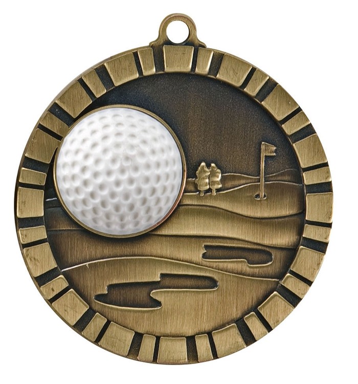 Golf 3-D Medal, 2" 2