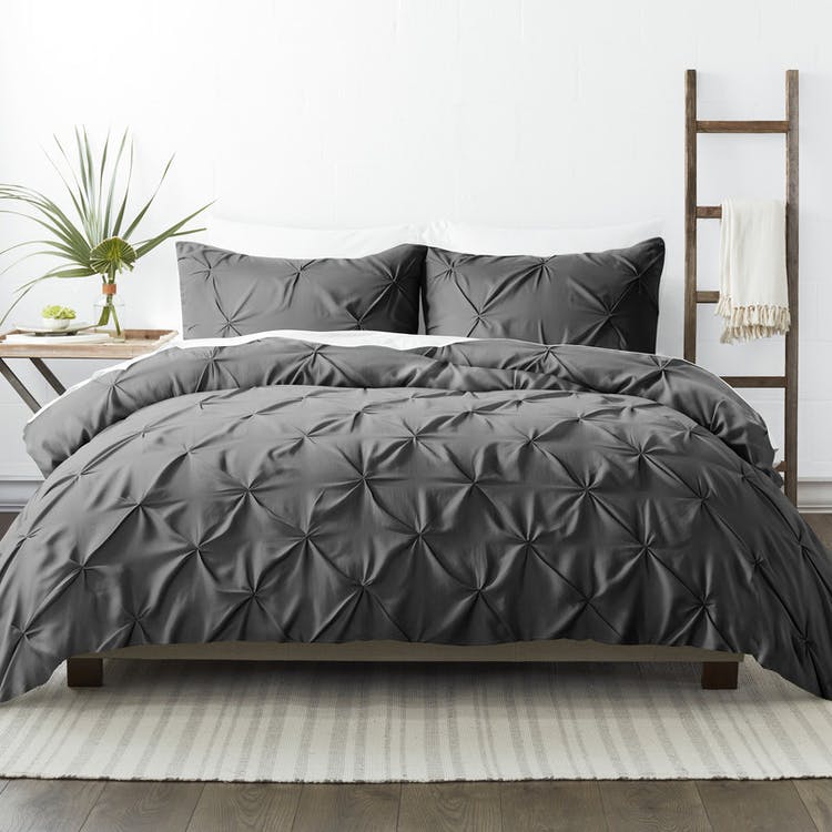 Pleated Duvet Cover Sets - Gray Twin-XL 2 Piece 1