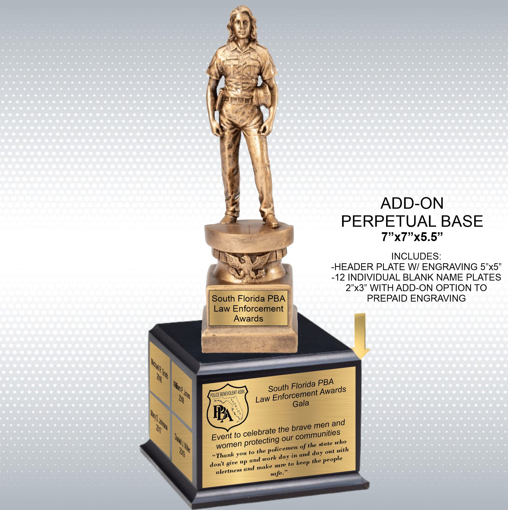 13" Premium Gallery Sculpture Golden American Hero Policewoman Resin Trophy Award 8