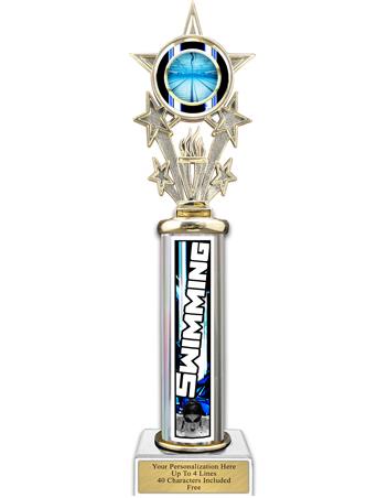 Trophy, 12" Action Matrix Swimming Blue 1 column, 1
