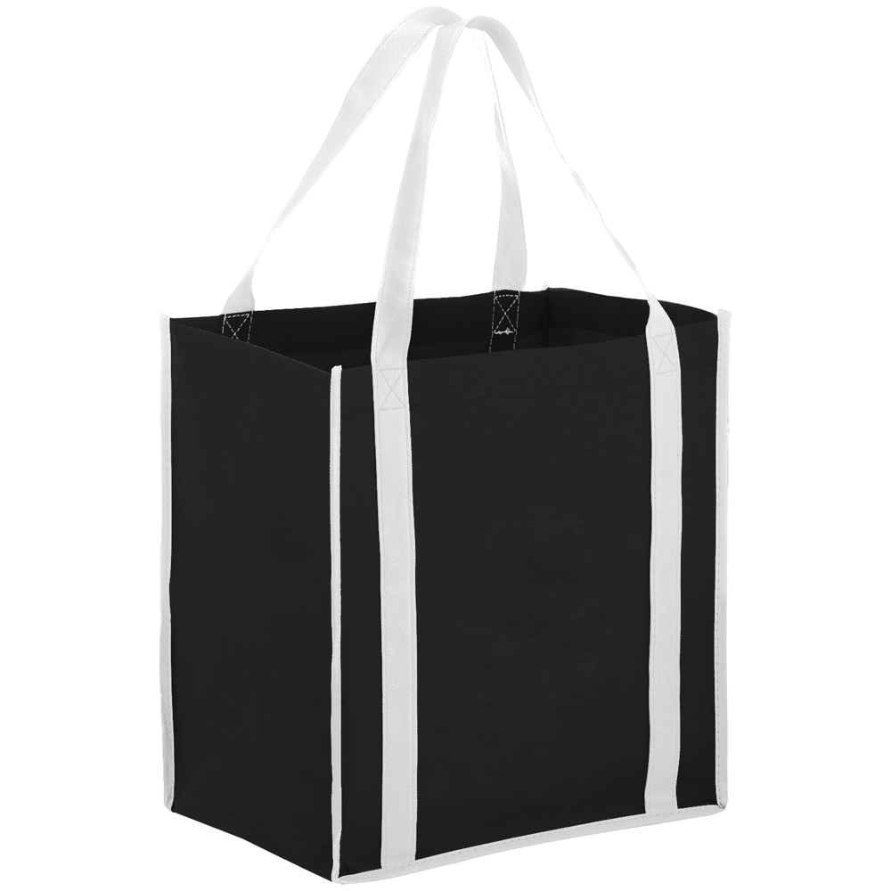 Heavy Duty Two-Tone Non-Woven Shopping Tote Bag w/ Gusset (12" x 13" x 8")