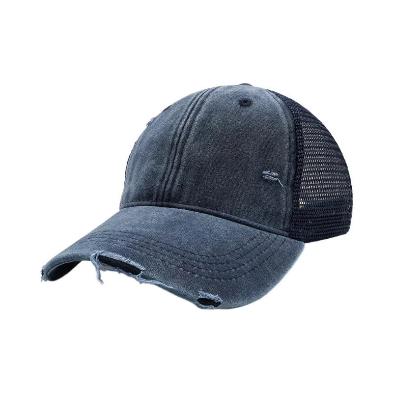 Distressed Trucker Cotton Mesh Cap 7