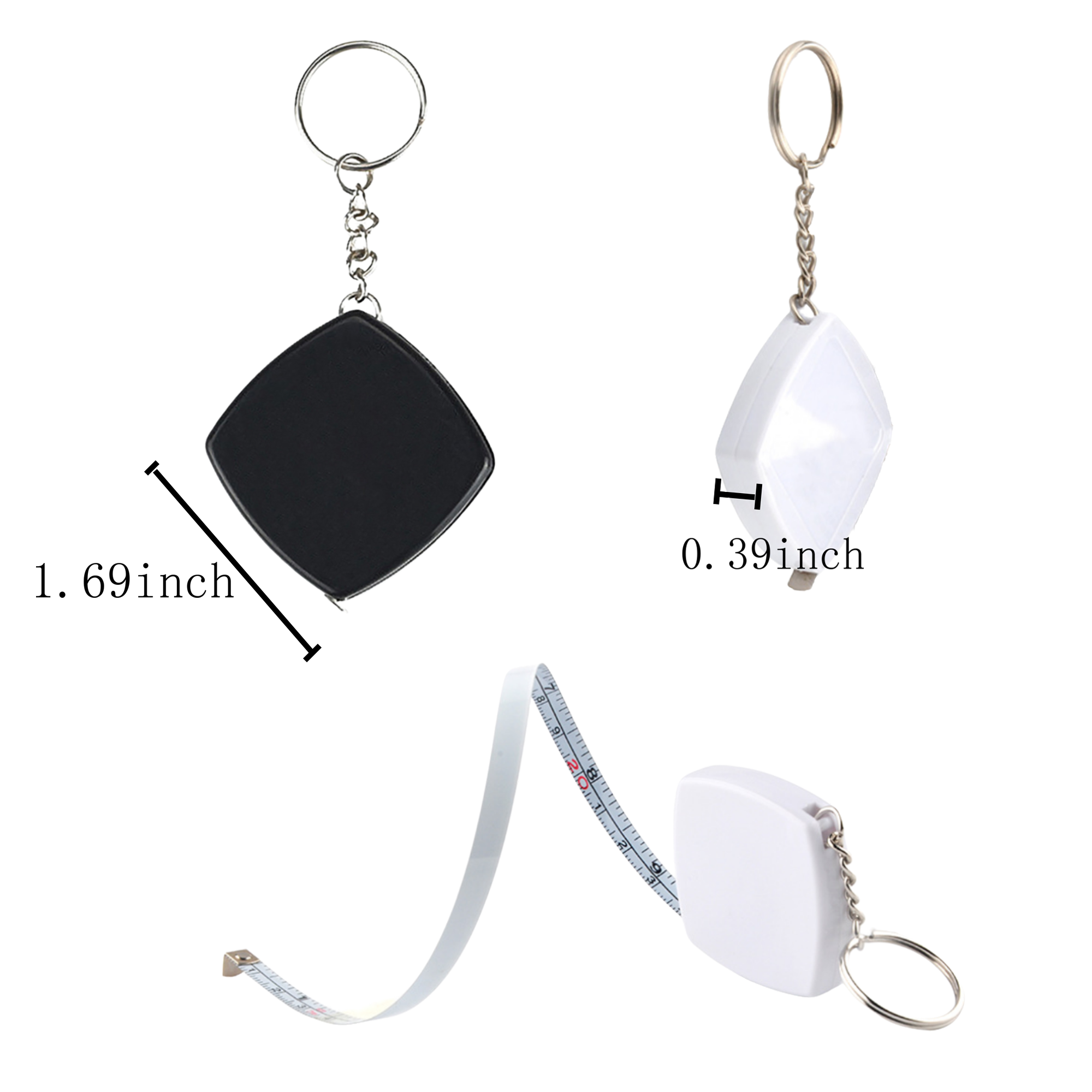 MOQ 20 PCS Keychain Retractable Tape Measure 3