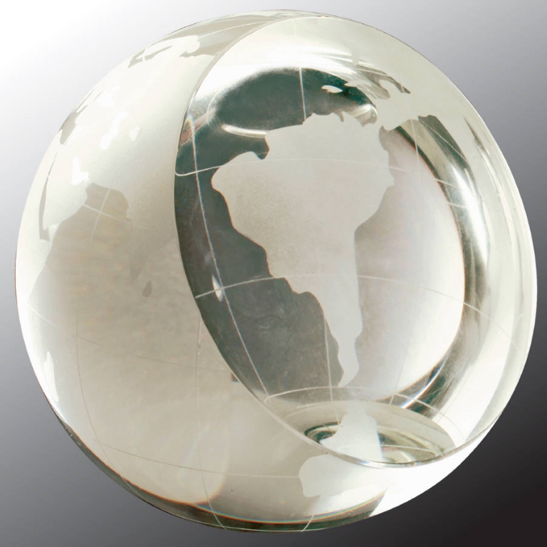 4" Crystal Globe Paperweight Award