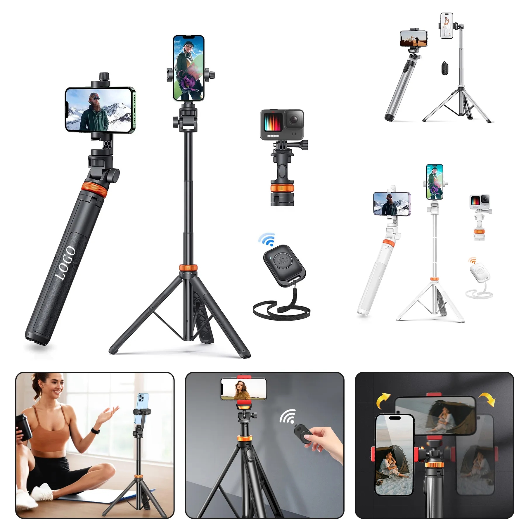 62 Inch 5 Accessories Cell Phone Tripod Solid Padded Selfie 2